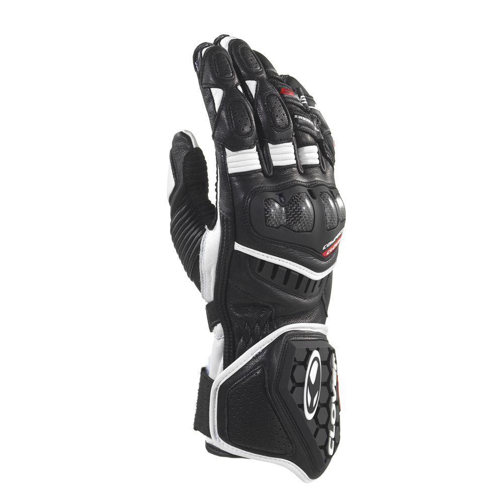 Γάντια δερμάτινα Racing CLOVER RS-9 1173 N/B Μαύρα λευκά Γάντια
